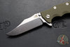 Hinderer Eklipse 3.5"- Bowie Edge- Battle Blue Ti And OD Green G-10 Handle- Stonewash S45VN Blade