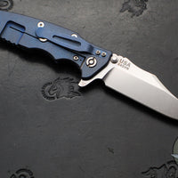 Hinderer Eklipse 3.5"- Bowie Edge- Battle Blue Ti And OD Green G-10 Handle- Stonewash S45VN Blade