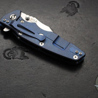 Hinderer Eklipse 3.5"- Bowie Edge- Battle Blue Ti And OD Green G-10 Handle- Stonewash S45VN Blade