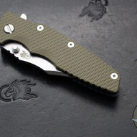 Hinderer Eklipse 3.5"- Bowie Edge- Battle Blue Ti And OD Green G-10 Handle- Stonewash S45VN Blade