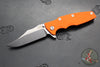 Hinderer Eklipse 3.5"- Bowie Edge- Battle Blue Ti And Orange G-10 Handle- Stonewash S45VN Blade