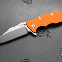 Hinderer Eklipse 3.5"- Bowie Edge- Battle Blue Ti And Orange G-10 Handle- Stonewash S45VN Blade