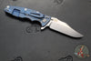 Hinderer Eklipse 3.5"- Bowie Edge- Battle Blue Ti And Orange G-10 Handle- Stonewash S45VN Blade