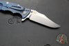 Hinderer Eklipse 3.5"- Bowie Edge- Battle Blue Ti And Orange G-10 Handle- Stonewash S45VN Blade