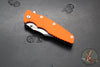 Hinderer Eklipse 3.5"- Bowie Edge- Battle Blue Ti And Orange G-10 Handle- Stonewash S45VN Blade