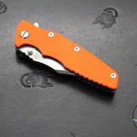 Hinderer Eklipse 3.5"- Bowie Edge- Battle Blue Ti And Orange G-10 Handle- Stonewash S45VN Blade