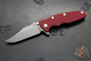 Hinderer Eklipse 3.5"- Bowie Edge- Battle Blue Ti And Red G-10 Handle- Working Finish S45VN Blade