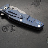 Hinderer Eklipse 3.5"- Bowie Edge- Battle Blue Ti And Red G-10 Handle- Working Finish S45VN Blade