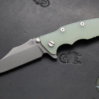 Hinderer Eklipse 3.5"- Bowie Edge- Battle Blue Ti And Translucent Green G-10 Handle- Working Finish S45VN Blade