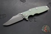 Hinderer Eklipse 3.5"- Bowie Edge- Battle Blue Ti And Translucent Green G-10 Handle- Working Finish S45VN Blade