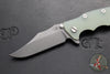 Hinderer Eklipse 3.5"- Bowie Edge- Battle Blue Ti And Translucent Green G-10 Handle- Working Finish S45VN Blade