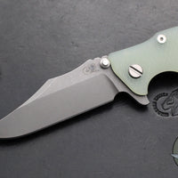 Hinderer Eklipse 3.5"- Bowie Edge- Battle Blue Ti And Translucent Green G-10 Handle- Working Finish S45VN Blade