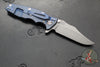 Hinderer Eklipse 3.5"- Bowie Edge- Battle Blue Ti And Translucent Green G-10 Handle- Working Finish S45VN Blade