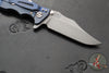 Hinderer Eklipse 3.5"- Bowie Edge- Battle Blue Ti And Translucent Green G-10 Handle- Working Finish S45VN Blade