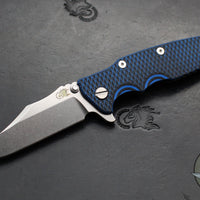 Hinderer Eklipse 3.5"- Bowie Edge- Battle Bronze Ti And BlueBlack G-10 Handle- Stonewash S45VN Blade