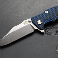 Hinderer Eklipse 3.5"- Bowie Edge- Battle Bronze Ti And BlueBlack G-10 Handle- Stonewash S45VN Blade