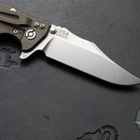 Hinderer Eklipse 3.5"- Bowie Edge- Battle Bronze Ti And BlueBlack G-10 Handle- Stonewash S45VN Blade