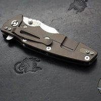 Hinderer Eklipse 3.5"- Bowie Edge- Battle Bronze Ti And BlueBlack G-10 Handle- Stonewash S45VN Blade