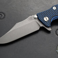 Hinderer Eklipse 3.5"- Bowie Edge- Battle Bronze Ti And BlueBlack G-10 Handle- Working Finish S45VN Blade