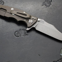 Hinderer Eklipse 3.5"- Bowie Edge- Battle Bronze Ti And BlueBlack G-10 Handle- Working Finish S45VN Blade