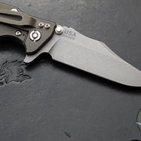 Hinderer Eklipse 3.5"- Bowie Edge- Battle Bronze Ti And BlueBlack G-10 Handle- Working Finish S45VN Blade