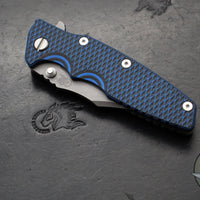 Hinderer Eklipse 3.5"- Bowie Edge- Battle Bronze Ti And BlueBlack G-10 Handle- Working Finish S45VN Blade