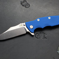 Hinderer Eklipse 3.5"- Bowie Edge- Battle Bronze Ti And Blue G-10 Handle- Stonewash S45VN Blade