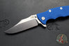 Hinderer Eklipse 3.5"- Bowie Edge- Battle Bronze Ti And Blue G-10 Handle- Stonewash S45VN Blade