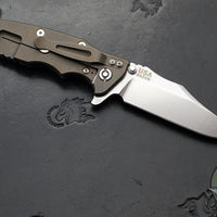 Hinderer Eklipse 3.5"- Bowie Edge- Battle Bronze Ti And Blue G-10 Handle- Stonewash S45VN Blade