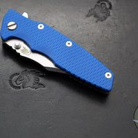 Hinderer Eklipse 3.5"- Bowie Edge- Battle Bronze Ti And Blue G-10 Handle- Stonewash S45VN Blade