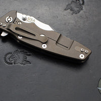 Hinderer Eklipse 3.5"- Bowie Edge- Battle Bronze Ti And Blue G-10 Handle- Stonewash S45VN Blade