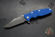 Hinderer Eklipse 3.5"- Bowie Edge- Battle Bronze Ti And Blue G-10 Handle- Working Finish S45VN Blade