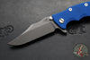 Hinderer Eklipse 3.5"- Bowie Edge- Battle Bronze Ti And Blue G-10 Handle- Working Finish S45VN Blade