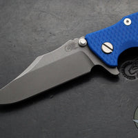 Hinderer Eklipse 3.5"- Bowie Edge- Battle Bronze Ti And Blue G-10 Handle- Working Finish S45VN Blade