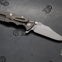 Hinderer Eklipse 3.5"- Bowie Edge- Battle Bronze Ti And Blue G-10 Handle- Working Finish S45VN Blade