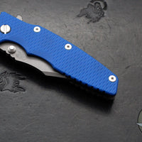 Hinderer Eklipse 3.5"- Bowie Edge- Battle Bronze Ti And Blue G-10 Handle- Working Finish S45VN Blade