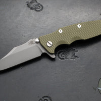 Hinderer Eklipse 3.5"- Bowie Edge- Battle Bronze Ti And OD Green G-10 Handle- Working Finish S45VN Blade