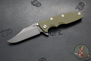 Hinderer Eklipse 3.5"- Bowie Edge- Battle Bronze Ti And OD Green G-10 Handle- Working Finish S45VN Blade