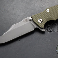 Hinderer Eklipse 3.5"- Bowie Edge- Battle Bronze Ti And OD Green G-10 Handle- Working Finish S45VN Blade