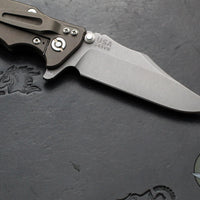 Hinderer Eklipse 3.5"- Bowie Edge- Battle Bronze Ti And OD Green G-10 Handle- Working Finish S45VN Blade