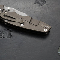 Hinderer Eklipse 3.5"- Bowie Edge- Battle Bronze Ti And OD Green G-10 Handle- Working Finish S45VN Blade