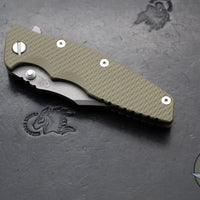 Hinderer Eklipse 3.5"- Bowie Edge- Battle Bronze Ti And OD Green G-10 Handle- Working Finish S45VN Blade