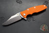 Hinderer Eklipse 3.5"- Bowie Edge- Battle Bronze Ti And Orange G-10 Handle- Stonewash S45VN Blade