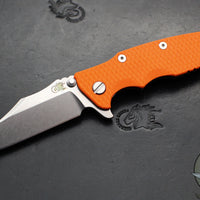 Hinderer Eklipse 3.5"- Bowie Edge- Battle Bronze Ti And Orange G-10 Handle- Stonewash S45VN Blade