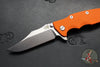 Hinderer Eklipse 3.5"- Bowie Edge- Battle Bronze Ti And Orange G-10 Handle- Stonewash S45VN Blade