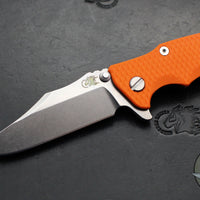 Hinderer Eklipse 3.5"- Bowie Edge- Battle Bronze Ti And Orange G-10 Handle- Stonewash S45VN Blade