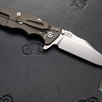 Hinderer Eklipse 3.5"- Bowie Edge- Battle Bronze Ti And Orange G-10 Handle- Stonewash S45VN Blade