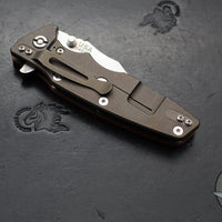 Hinderer Eklipse 3.5"- Bowie Edge- Battle Bronze Ti And Orange G-10 Handle- Stonewash S45VN Blade