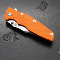 Hinderer Eklipse 3.5"- Bowie Edge- Battle Bronze Ti And Orange G-10 Handle- Stonewash S45VN Blade