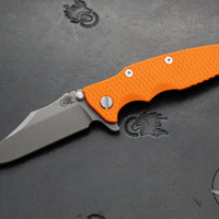 Hinderer Eklipse 3.5"- Bowie Edge- Battle Bronze Ti And Orange G-10 Handle- Working Finish S45VN Blade